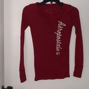 Aéropostale Red Button Up Long Sleeve Shirt